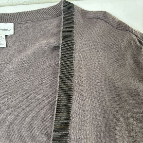 Soft Surroundings Cropped Cardigan Sweater Size 3X Gray Wool Blend Open Sequin - Picture 5 of 8